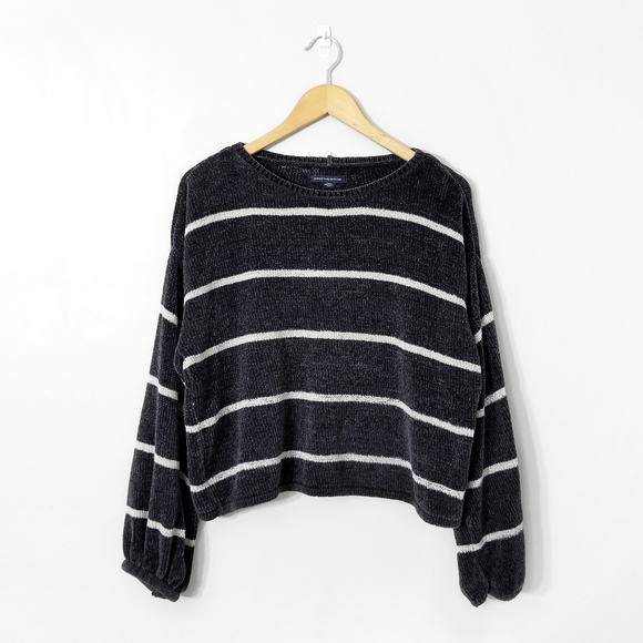 American Eagle Outfitters Sweaters - AMERICAN EAGLE Dark Blue Striped Chenille Sweater